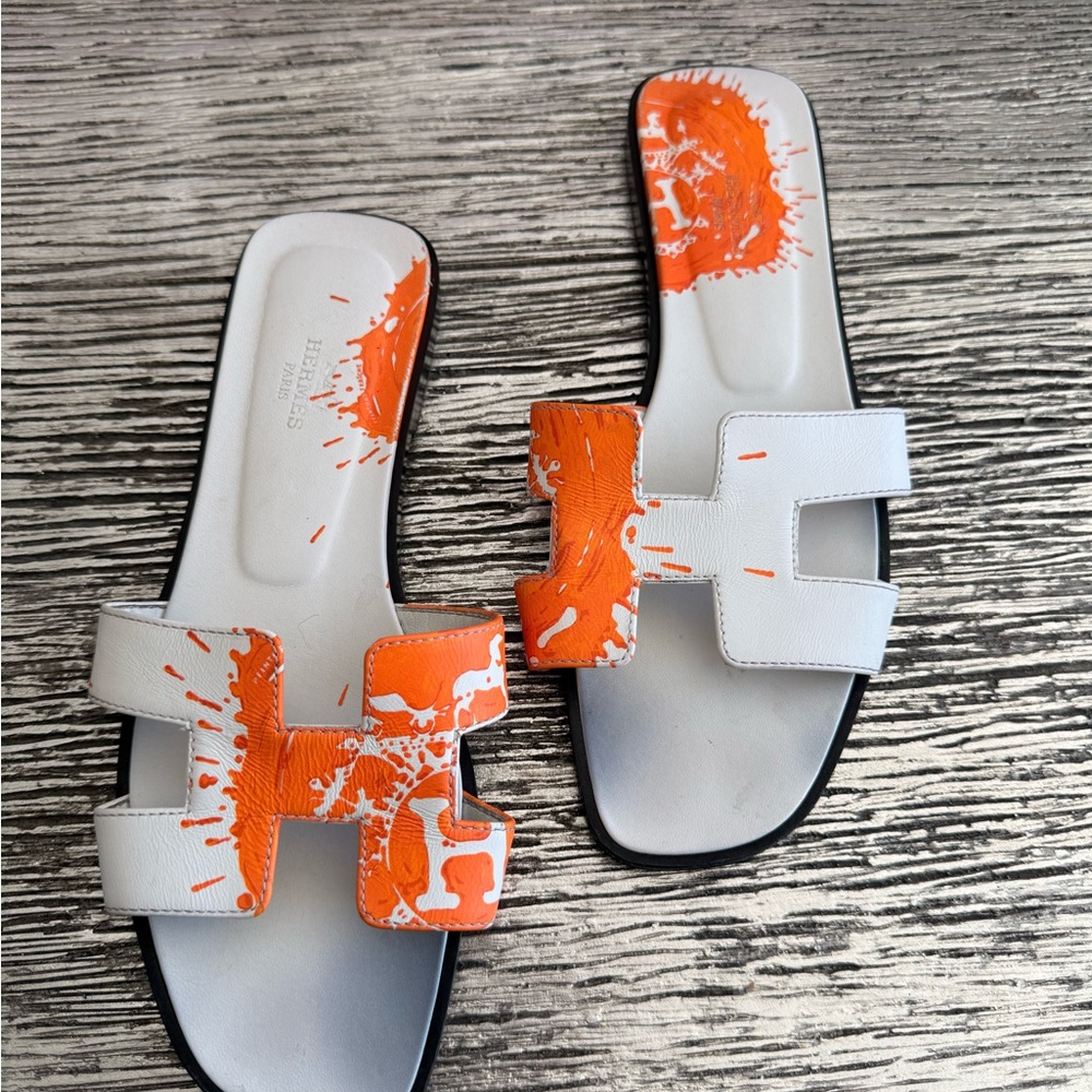 White and Orange Women's Sandals